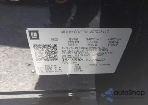 2020 Cadillac Xt6 Fwd Premium Luxury z USA, uszkodzony, nr VIN 1GYKPCRS8LZ225822